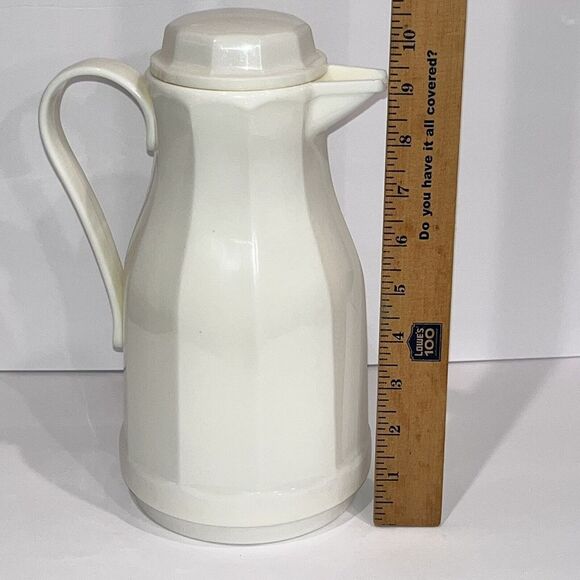 Vintage Insulated Coffee Tea Thermal Pitcher‎ Server Vacuum Carafe White Granny - Picture 10 of 10